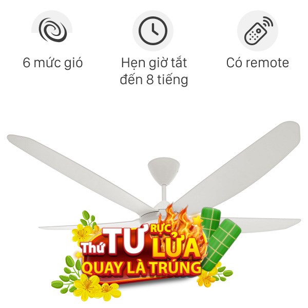 Quạt trần Sunhouse 5 cánh APF7668W 60W