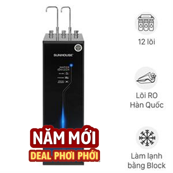 Máy lọc nước RO nóng nguội lạnh Hydrogen ion kiềm Sunhouse SHA76656LA