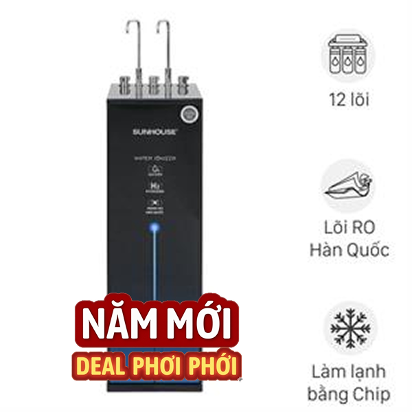 Máy lọc nước RO nóng nguội lạnh Hydrogen ion kiềm Sunhouse SHA76258LA