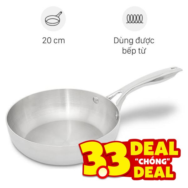 Chảo inox nguyên khối sâu đáy từ Green Cook GCP2518-20IH