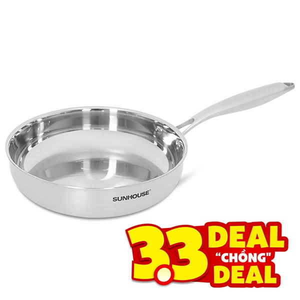Chảo inox nguyên khối đáy từ Sunhouse Healthy IN24X2