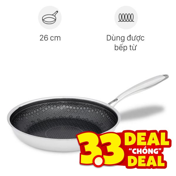 Chảo inox chống dính đáy từ Carez FPC785SI26SN