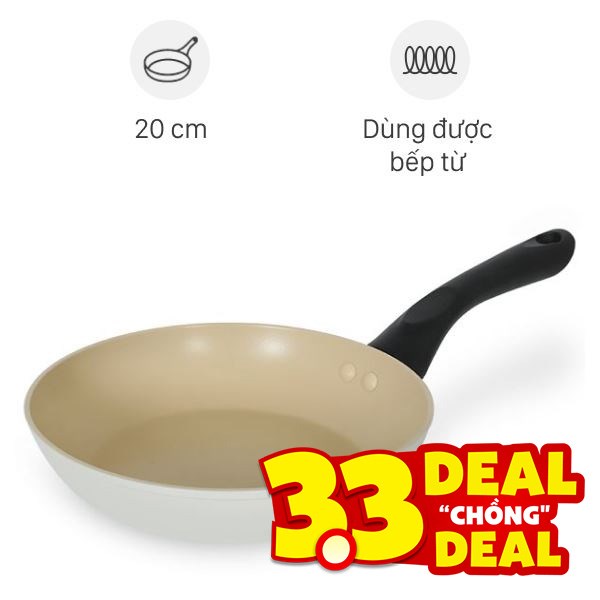 Chảo nhôm sâu chống dính vân đá đáy từ Green Cook GCP2526-20IH