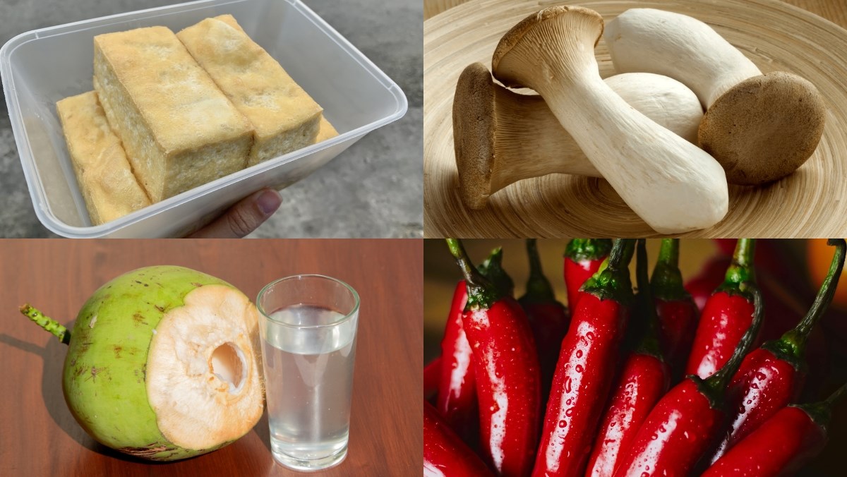 Nguyên liệu món ăn cách làm bánh mì chay nhân thịt khìa từ nấm và đậu hũ thơm ngon tại nhà