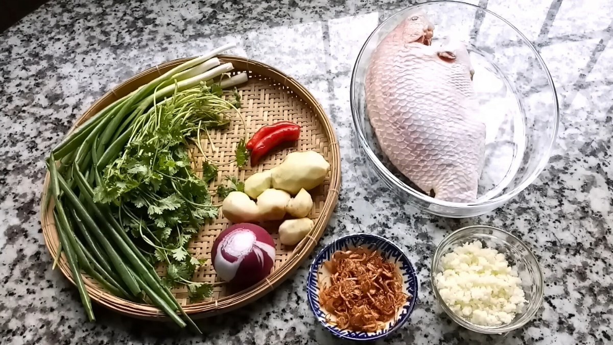 Nguyên liệu món ăn cách làm cá diêu hồng hấp hành gừng thơm ngon đậm đà cực đơn giản tại nhà