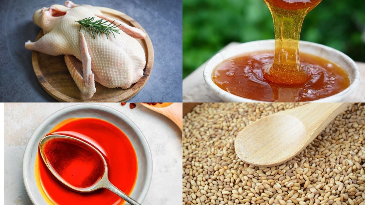 Nguyên liệu món ăn cách làm vịt quay tỳ bà da giòn rụm màu đẹp thơm ngon chuẩn vị kinh doanh