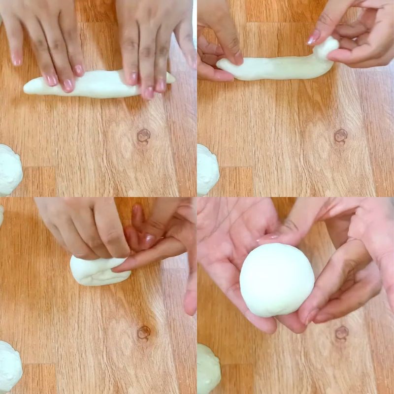 Bước 6 Chia và cán bột vỏ bánh bao bánh bao nhân trứng muối