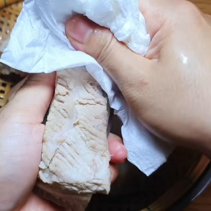 Bước 6 Làm khô thịt thịt ba chỉ ngâm nước mắm