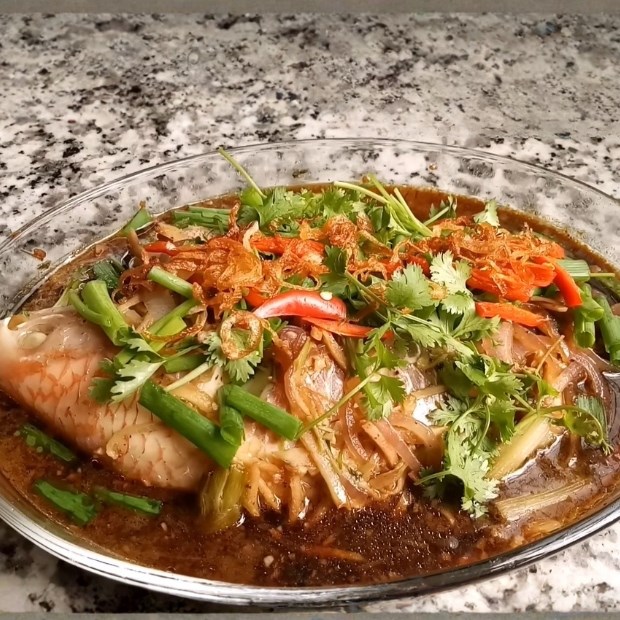 Bước 4 Thành phẩm Cá diêu hồng hấp hành gừng