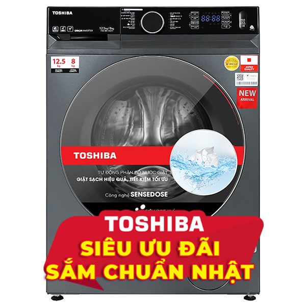 Máy giặt sấy Toshiba Inverter giặt 12.5 kg - sấy 8 kg TWD-BM135GF4V(MG)