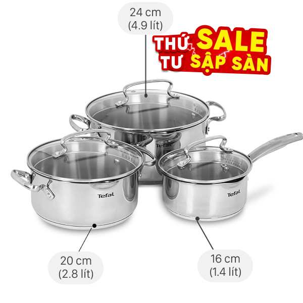 Bộ nồi quánh inox Tefal Duetto Plus G719S674