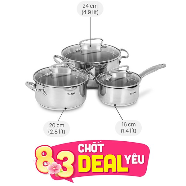 Bộ nồi quánh inox Tefal Duetto Plus G719S674