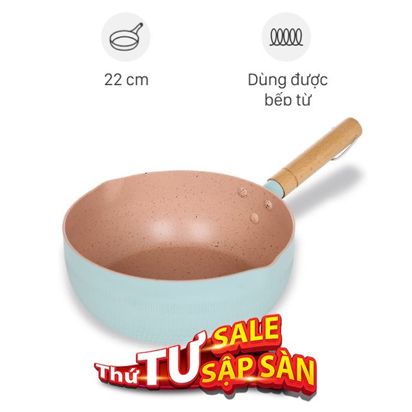 Chảo nhôm sâu chống dính đáy từ Delites RLN-5022