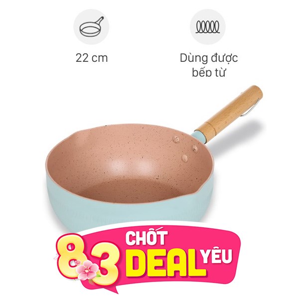 Chảo nhôm sâu chống dính đáy từ Delites RLN-5022