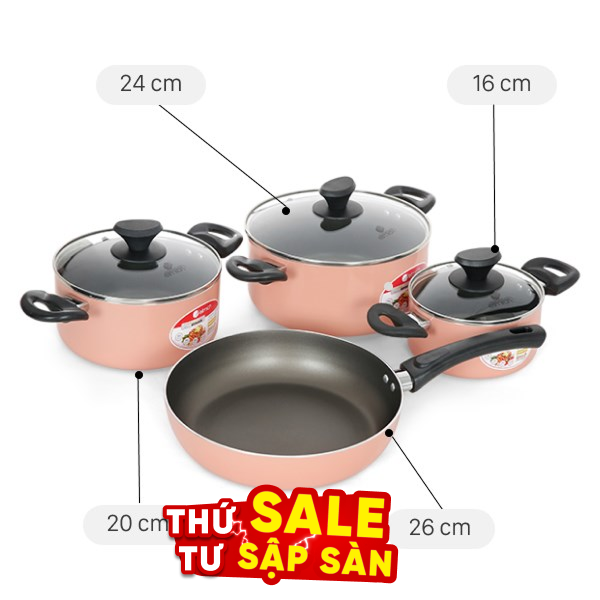 Bộ nồi chảo nhôm chống dính Elmich EL1162E