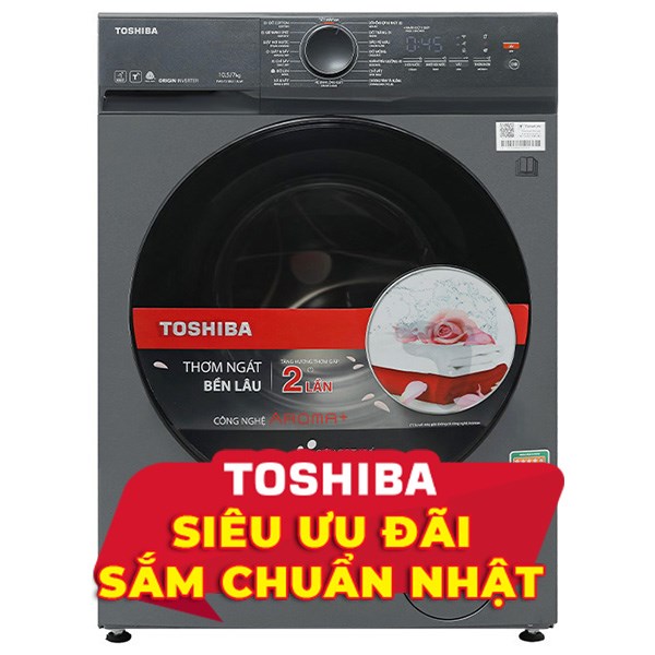 Toshiba Inverter Giặt 10.5 Kg - Sấy 7 Kg TWD-T21BU115UWV(MG)