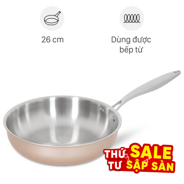 Chảo inox nguyên khối sâu đáy từ Green Cook GCP245-26IH