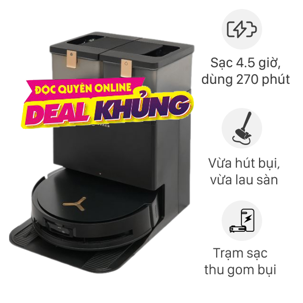 Robot hút bụi lau nhà Ecovacs X8 PRO OMNI - Đen