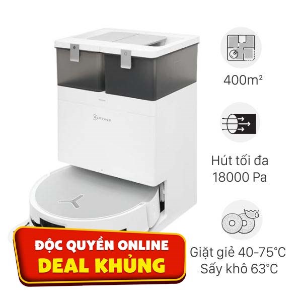 Robot hút bụi lau nhà Ecovacs X8 PRO OMNI - Trắng