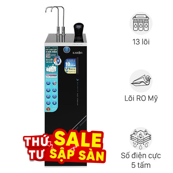 Máy lọc nước RO nóng nguội lạnh Hydrogen ion kiềm Karofi KAE-S695