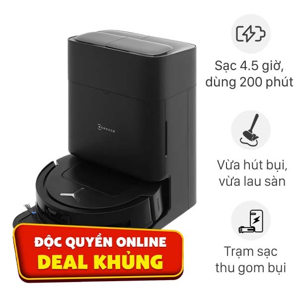 Robot hút bụi lau nhà Ecovacs Deebot T80 OMNI - Đen