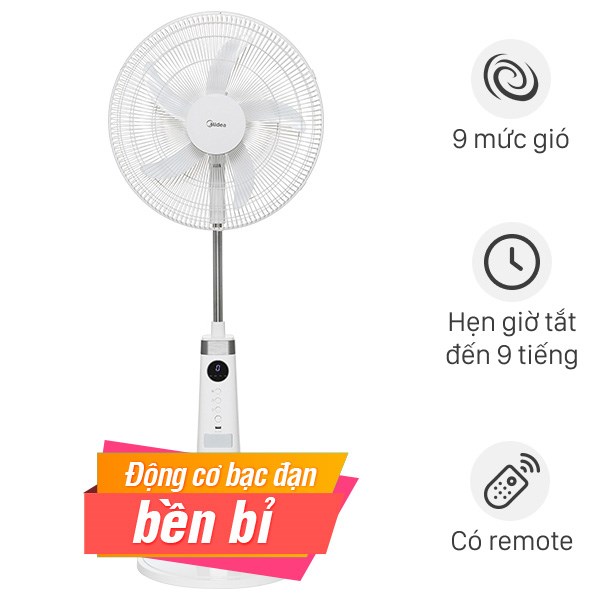 Quạt sạc điện Midea  5 cánh MFS180D0BPW 30W