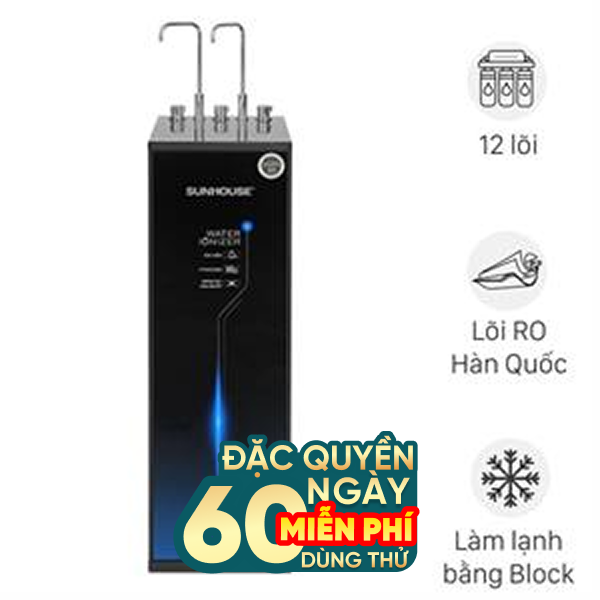 Máy lọc nước RO nóng nguội lạnh Hydrogen ion kiềm Sunhouse SHA76656LA