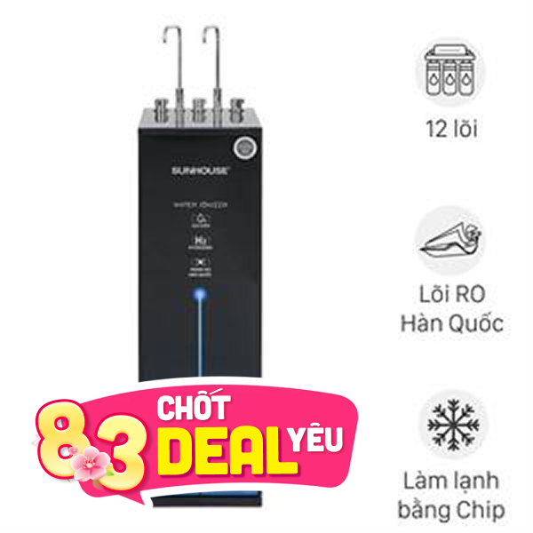 Máy lọc nước RO nóng nguội lạnh Hydrogen ion kiềm Sunhouse SHA76258LA