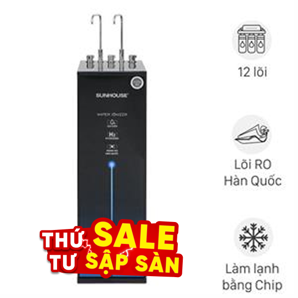 Máy lọc nước RO nóng nguội lạnh Hydrogen ion kiềm Sunhouse SHA76258LA