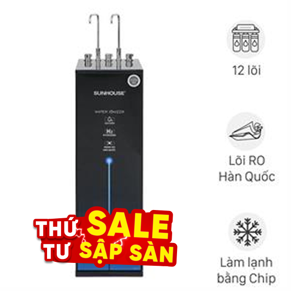 Máy lọc nước RO nóng nguội lạnh Hydrogen ion kiềm Sunhouse SHA76258LA