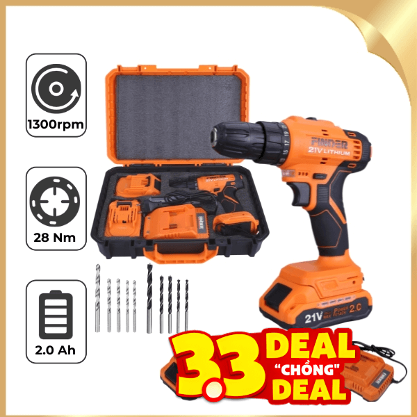Máy khoan pin Finder FD10042122 21V