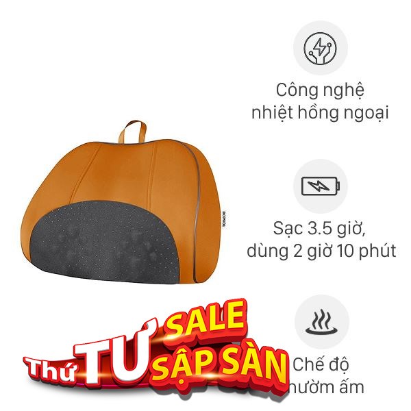 Gối massage hồng ngoại Bomidi MP1 Pro - Đen Cam
