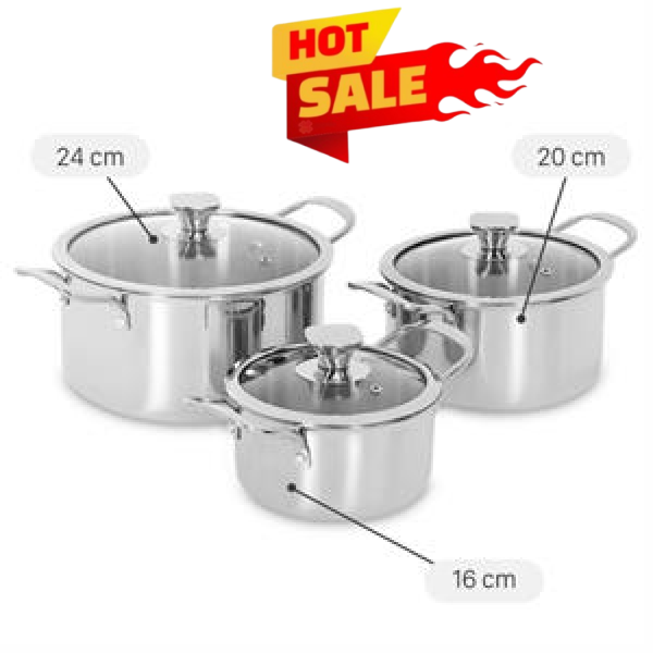 Bộ 3 nồi inox 3 lớp AVA HH-001S