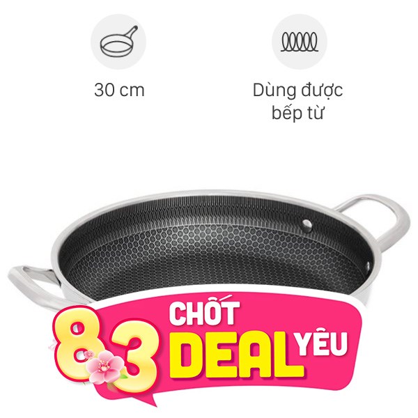 Chảo inox nguyên khối chống dính đáy từ AVA TC-TASJG30