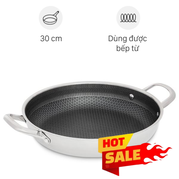 Chảo inox nguyên khối chống dính đáy từ AVA TC-TASJG30