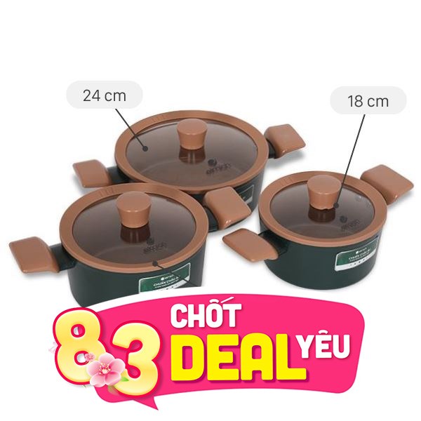 Bộ 3 nồi nhôm chống dính Elmich Harmony EL5246PT01