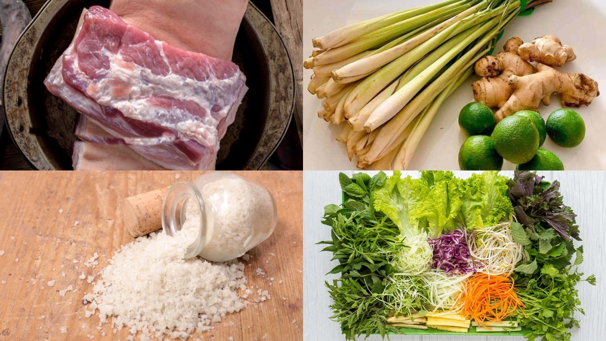 Nguyên liệu món ăn cách làm bánh tráng heo quay bằng nồi chiên không dầu giòn rụm tại nhà