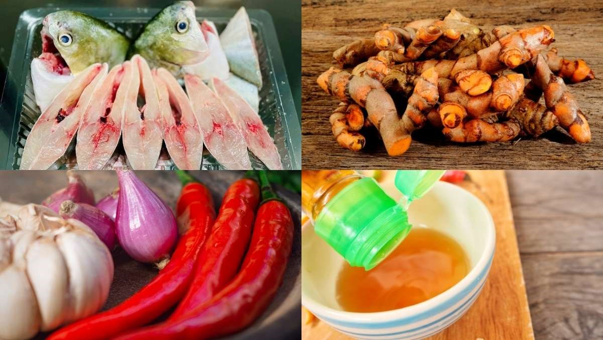 Nguyên liệu món ăn cách làm cá chim kho nghệ thơm ngon đậm đà chuẩn vị cho bữa cơm gia đình