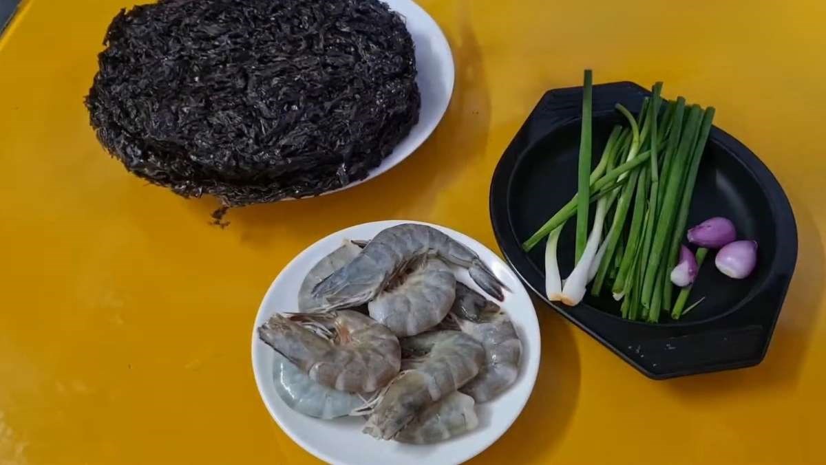 Nguyên liệu món ăn cách làm rong mứt nấu canh tôm tươi thanh mát, cực bổ dưỡng cho cả nhà