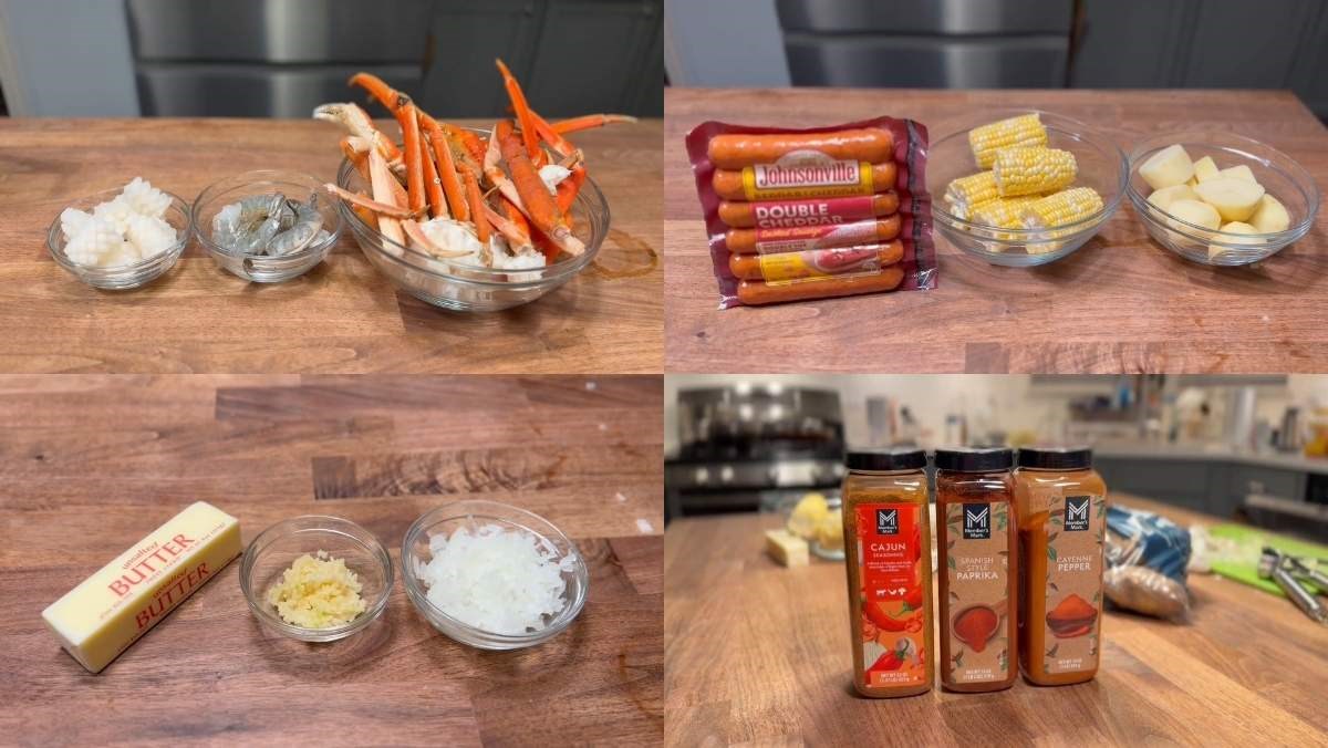 Nguyên liệu món ăn hải sản sốt cajun