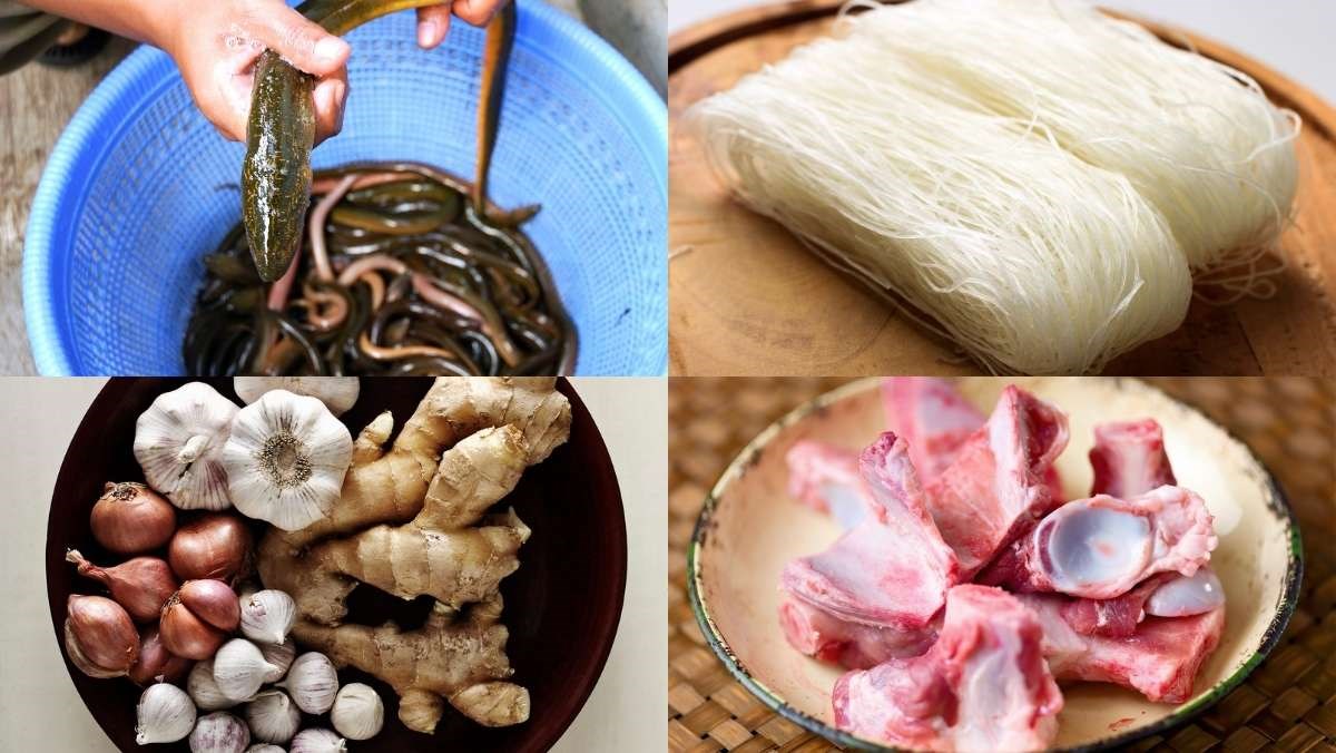 Nguyên liệu món ăn cách nấu miến lươn nghệ an chuẩn vị thơm ngon đậm đà như ngoài cửa hàng