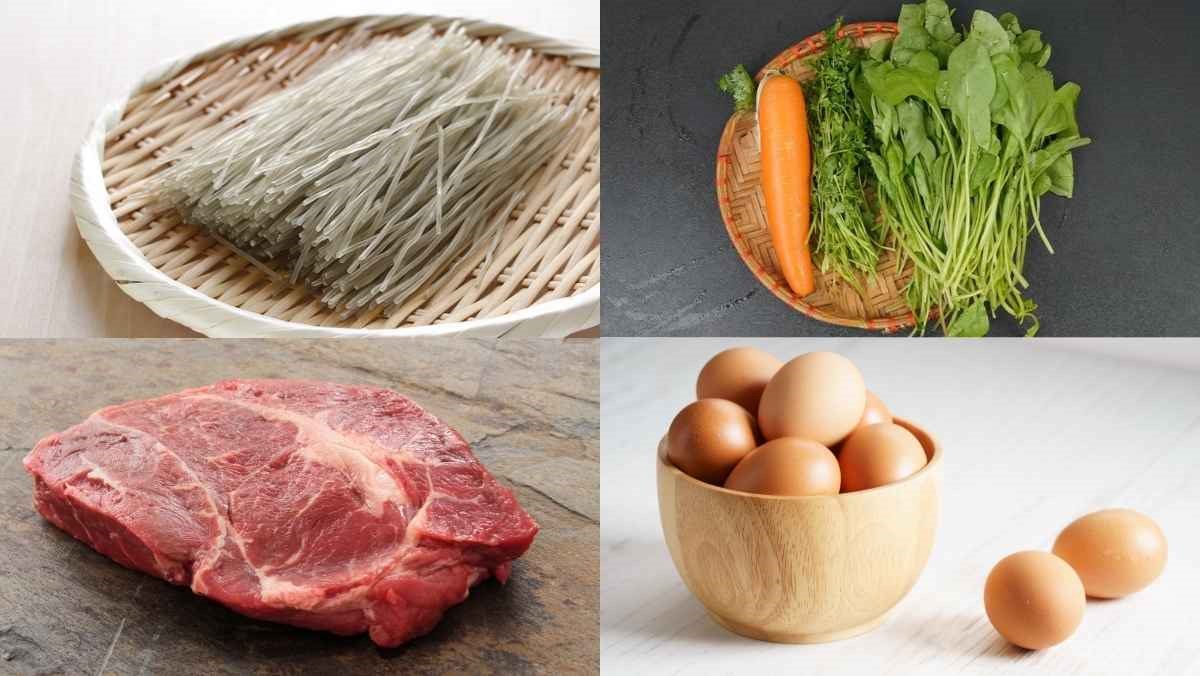 Nguyên liệu món ăn cách làm miến trộn thập cẩm dai ngon chuẩn vị cực hấp dẫn, đơn giản tại nhà