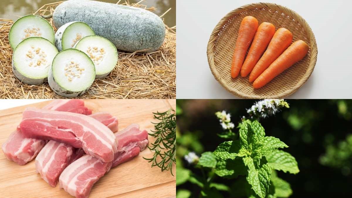 Nguyên liệu món ăn cách làm nộm bí xanh cà rốt thịt ba chỉ thơm ngon thanh mát cực đơn giản