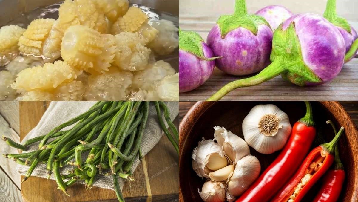 Nguyên liệu món ăn sứa đạn sốt thái