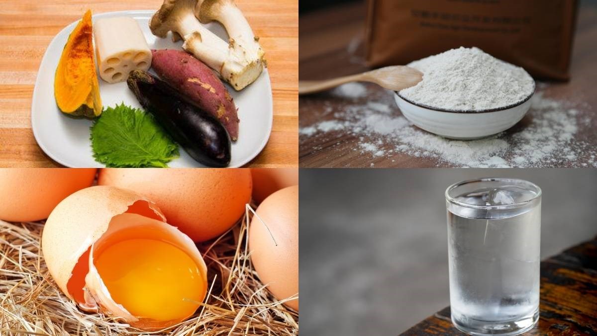 Nguyên liệu món ăn cách làm tempura rau củ giòn rụm thơm ngon chuẩn vị nhật bản tại nhà cực dễ