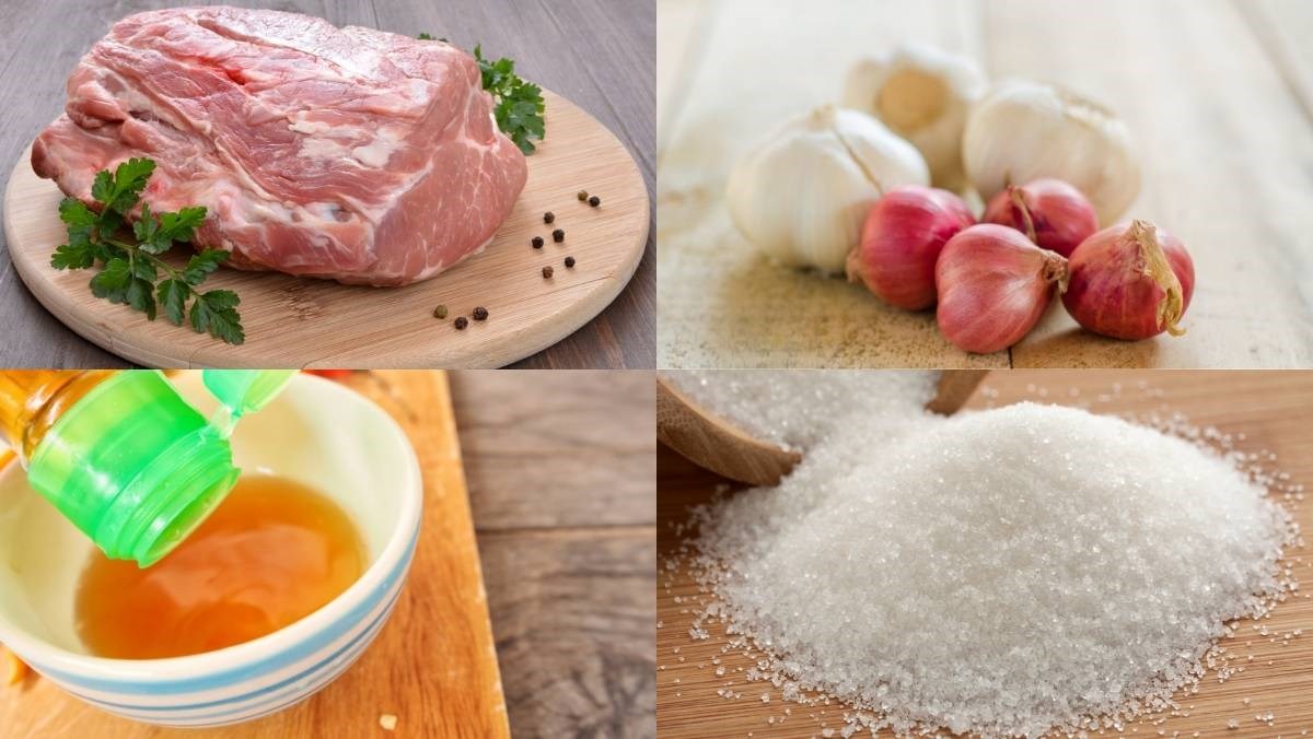 Nguyên liệu món ăn cách làm thịt nạc chiên nước mắm đậm đà, mềm mướt chuẩn vị miền tây