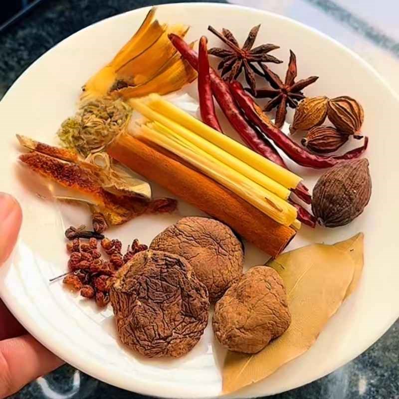 Bước 2 Chuẩn bị các loại gia vị thảo mộc bún ốc liễu châu