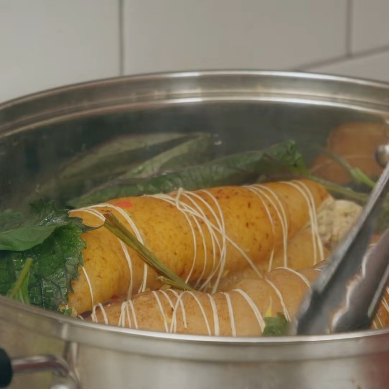 Bước 5 Hấp thịt bê Bê hấp tía tô