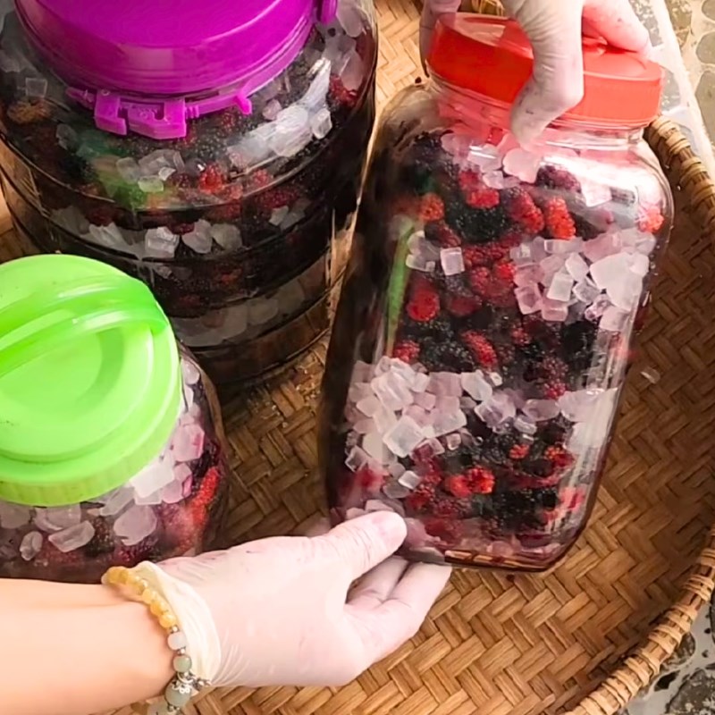 Bước 3 Ngâm dâu với đường phèn Dâu tằm ngâm đường phèn