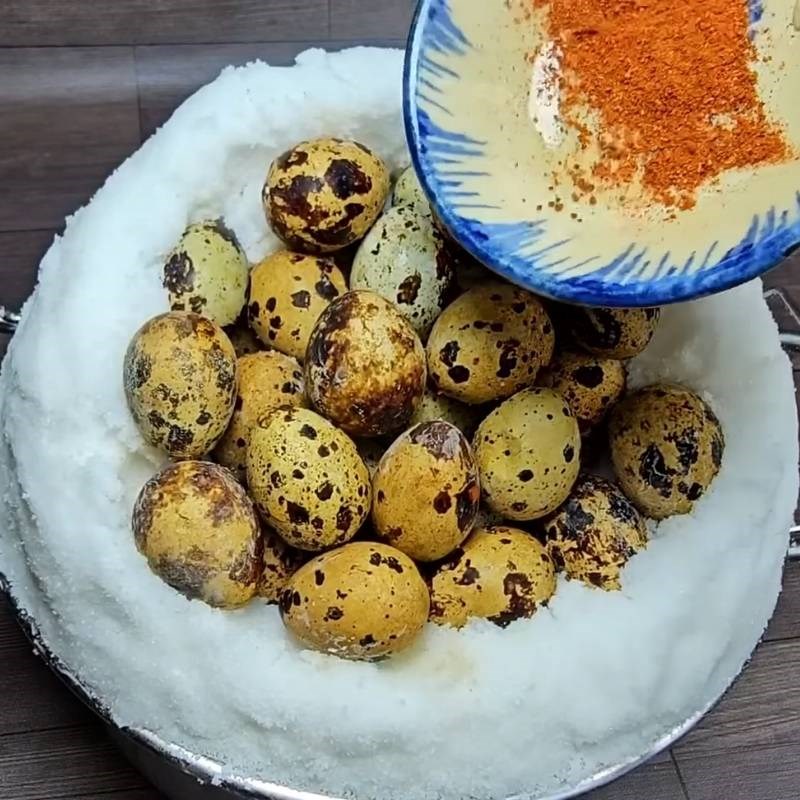 Bước 5 Tạo hình và nướng trứng Trứng cút nướng muối Trung Hoa